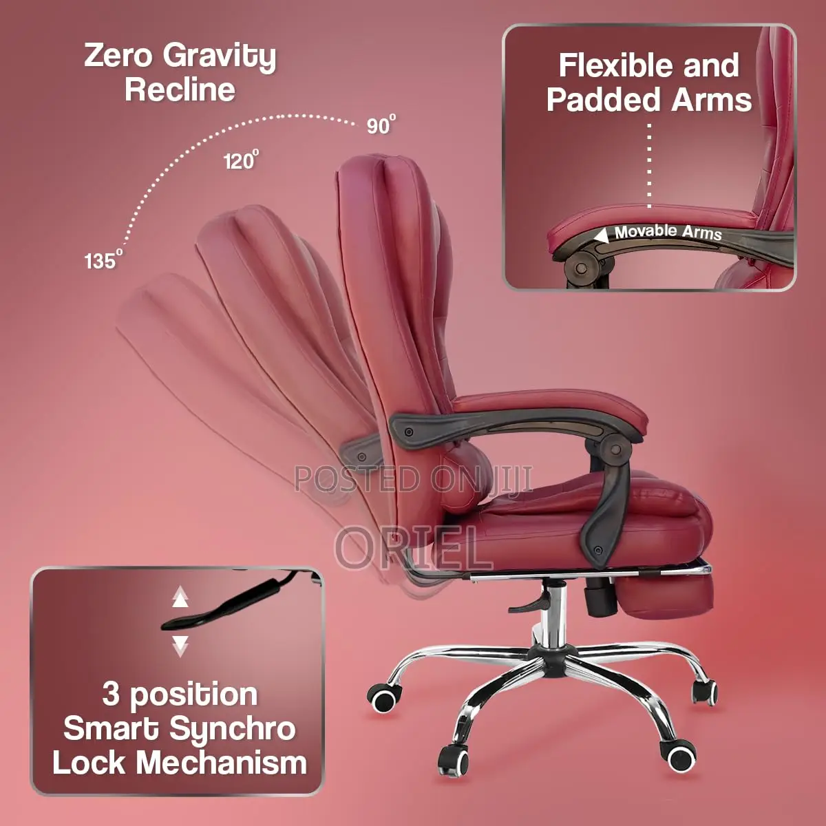 Office Chair : Red Executive Recliner Office Chair With Footrest