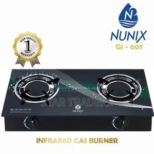 Nunix 2 Burner Low Gas Consumption Glass Top Table Infrared Cooker