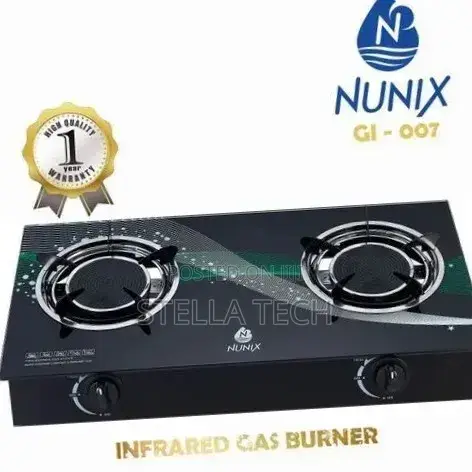 Nunix 2 Burner Low Gas Consumption Glass Top Table Infrared Cooker