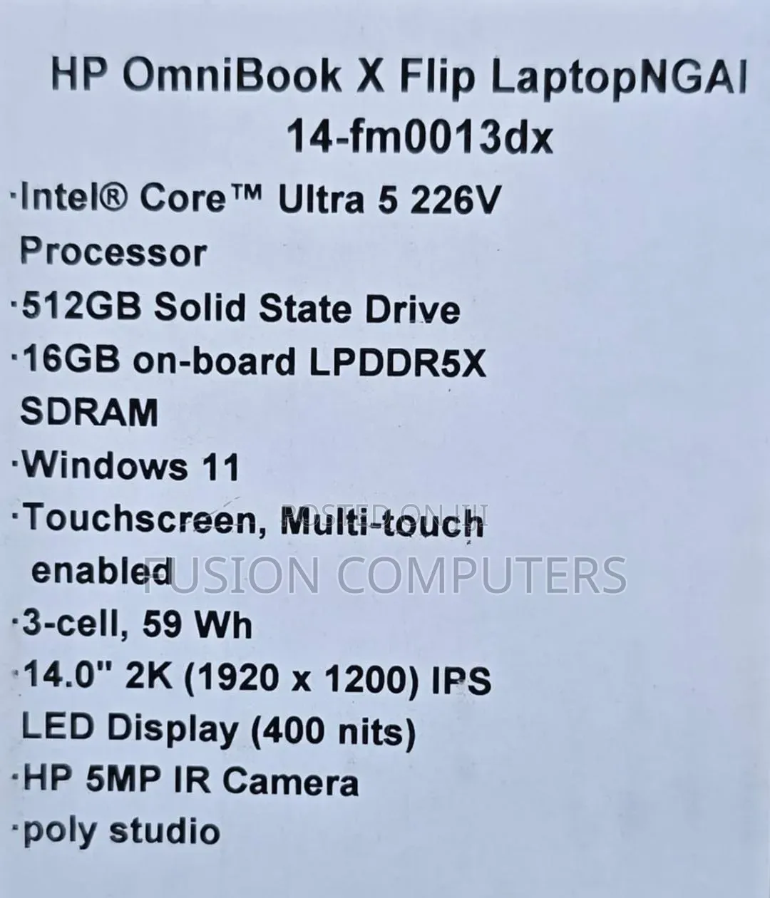 New Laptop HP OmniBook X Flip 14" 16GB Intel Core Ultra 7 SSD 512GB