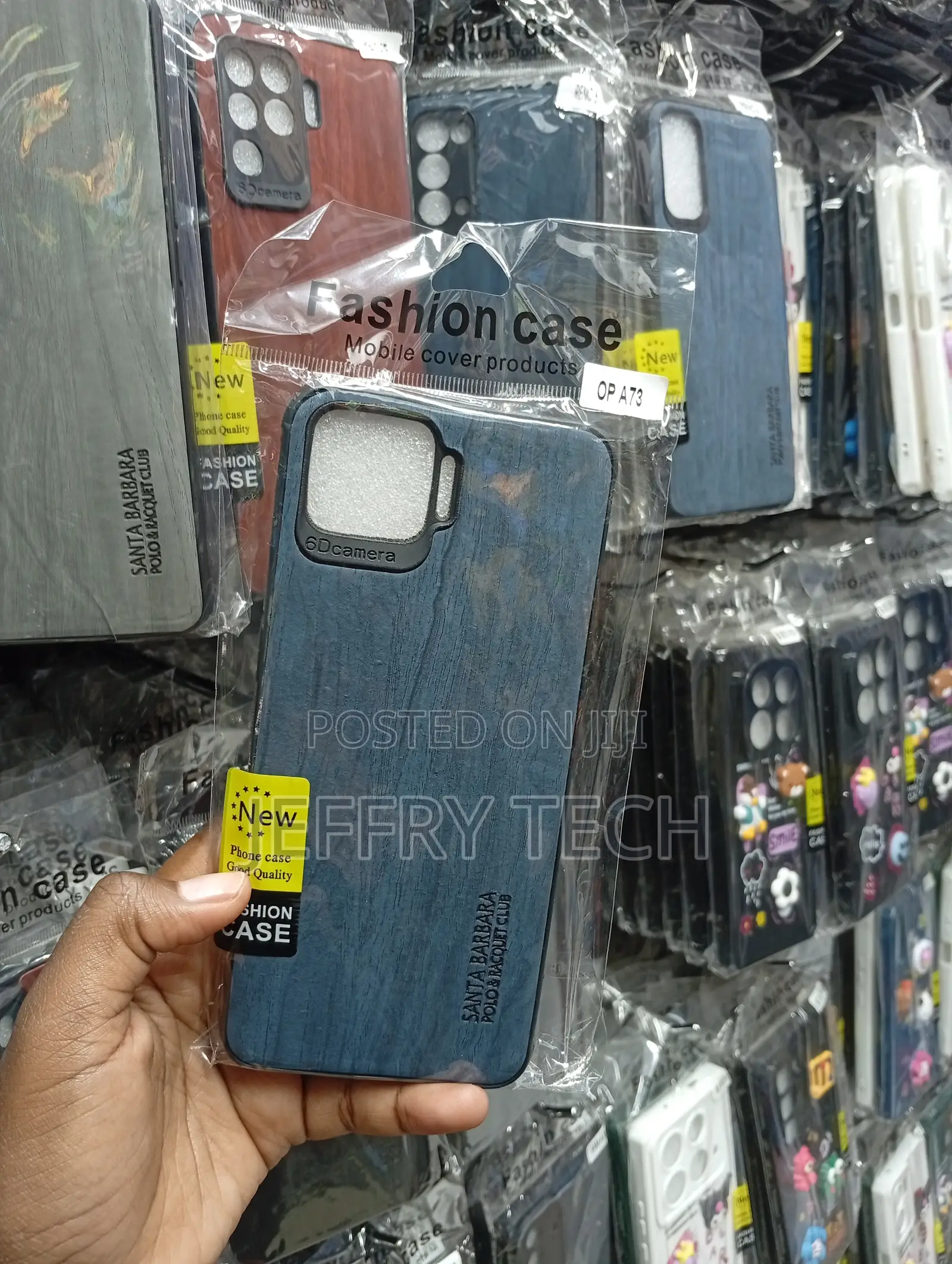 Oppo A73 Tree-Bark Texture Finish in Navy Blue Cover