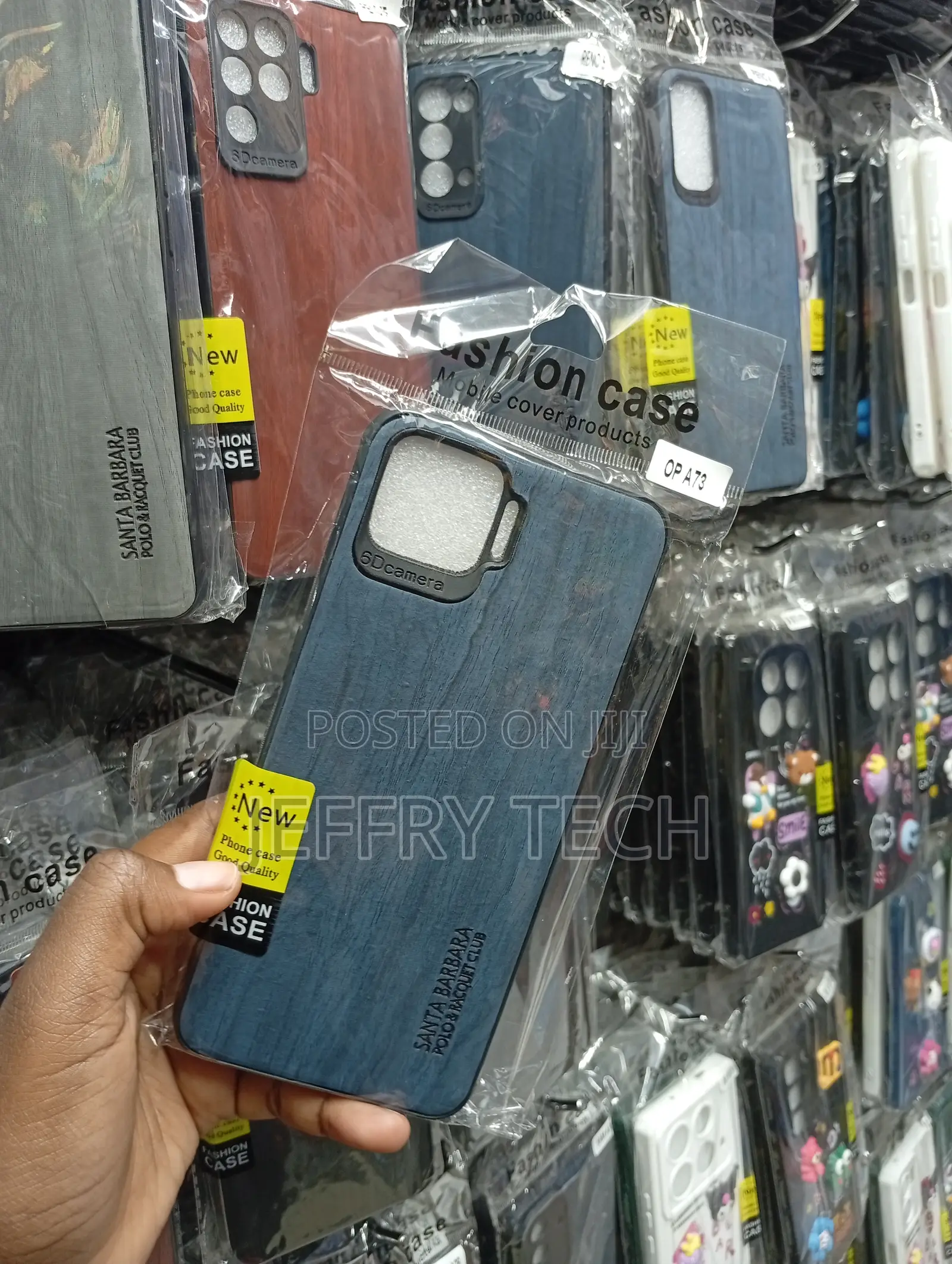 Oppo A73 Tree-Bark Texture Finish in Navy Blue Cover