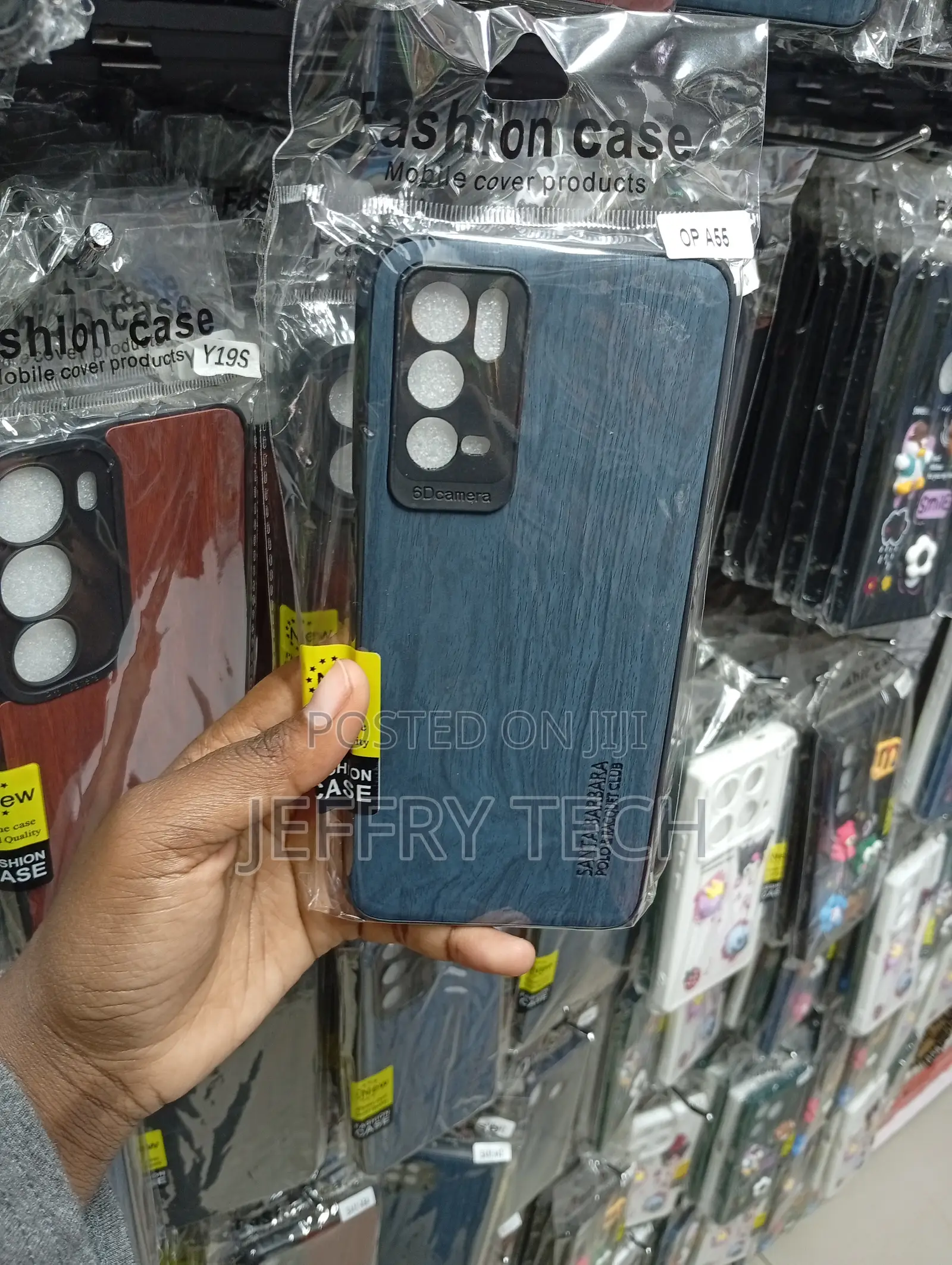 Oppo A55 Dark Blue, Textured Synthetic Leather Cover