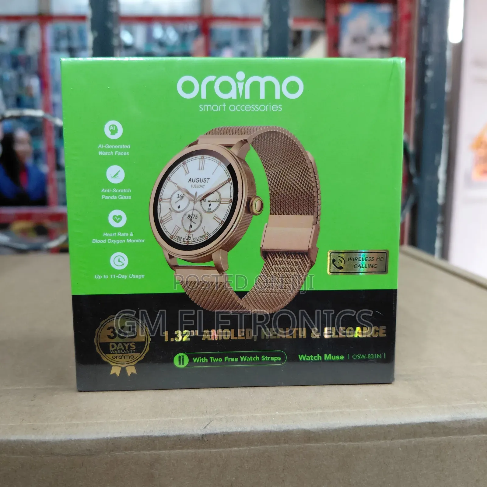 Oraimo Watch Muse (Osw-831n) Amoled Smartwatch-Ip68 Water Resistance