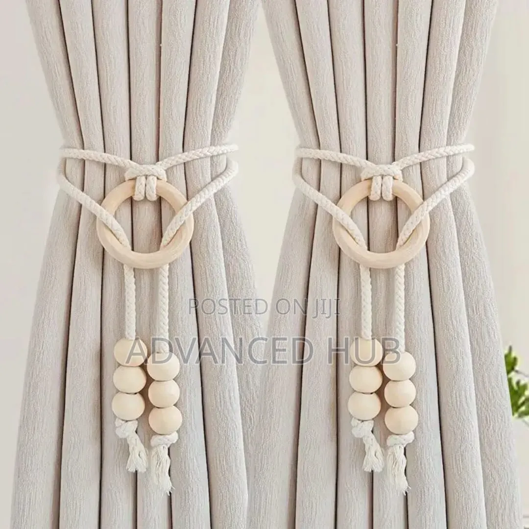 Curtain Tieback With Wooden Buckle and Beads