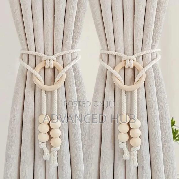 Curtain Tieback With Wooden Buckle and Beads