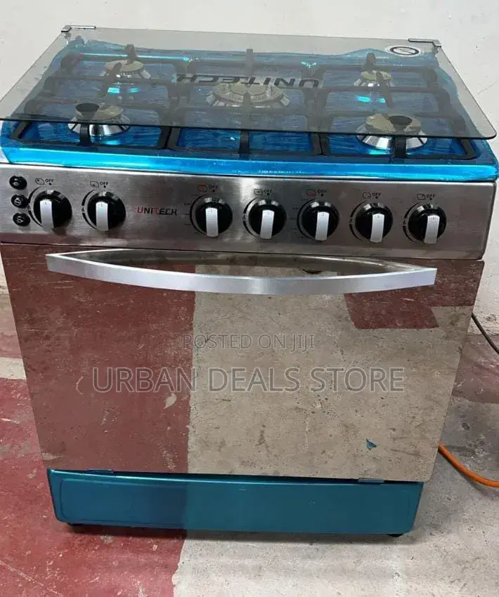 60×90 Unitech 5 Burner Freestanding Full Gas Cooker