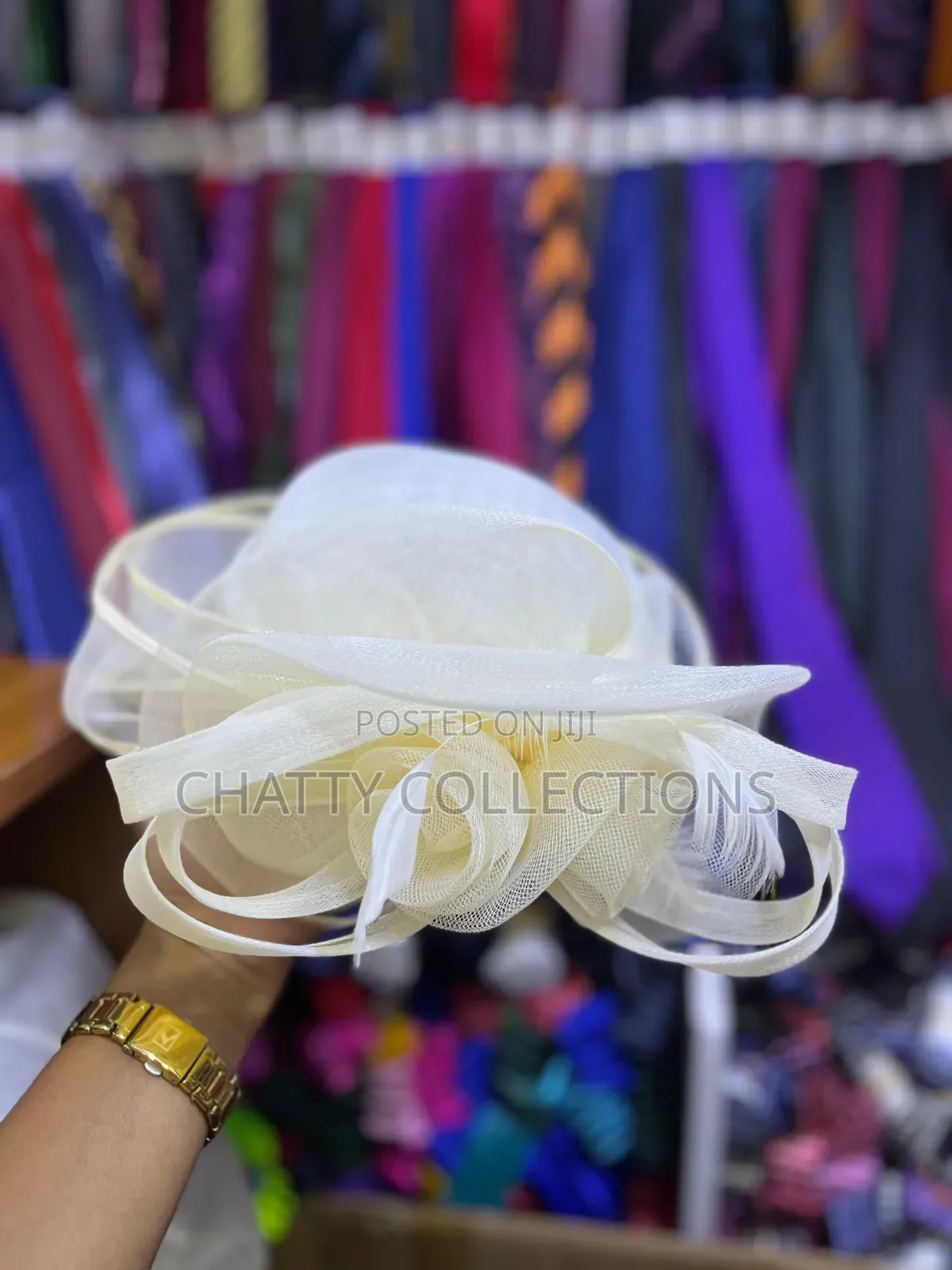 Cream White Classy Ladies Big Size Fancy Head Fascinators