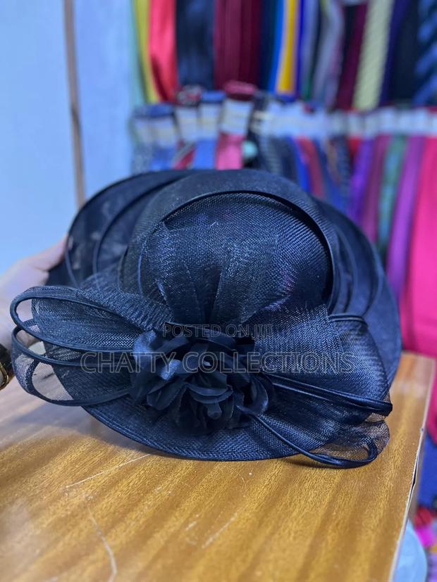 Navy Blue Classy Ladies Big Size Fancy Head Fascinators - thumbnail 2