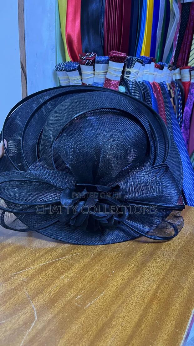 Navy Blue Classy Ladies Big Size Fancy Head Fascinators - thumbnail 3