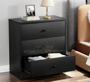 Nightstand: Wooden Triple Drawer Bedroom Storage