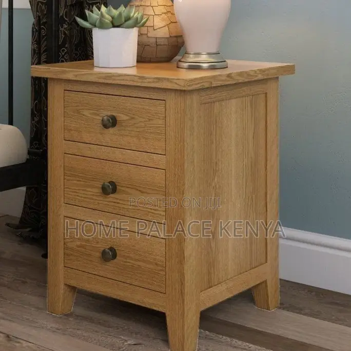 Nightstand: Wooden Triple Drawer Bedroom Storage