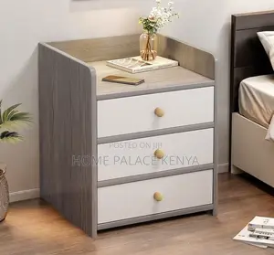 Nightstand: Wooden Triple Drawer Bedroom Storage