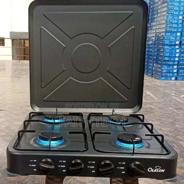 Olelon 4 Burner Gas Stove Cooker With Cover Lid