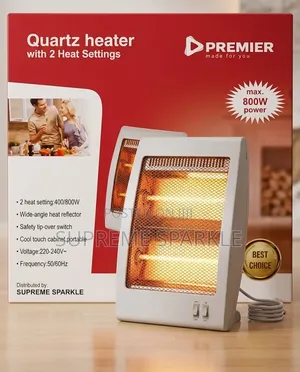 Premier 800w Quartz Room Heater With 2 Heat Settings Safety Switch.