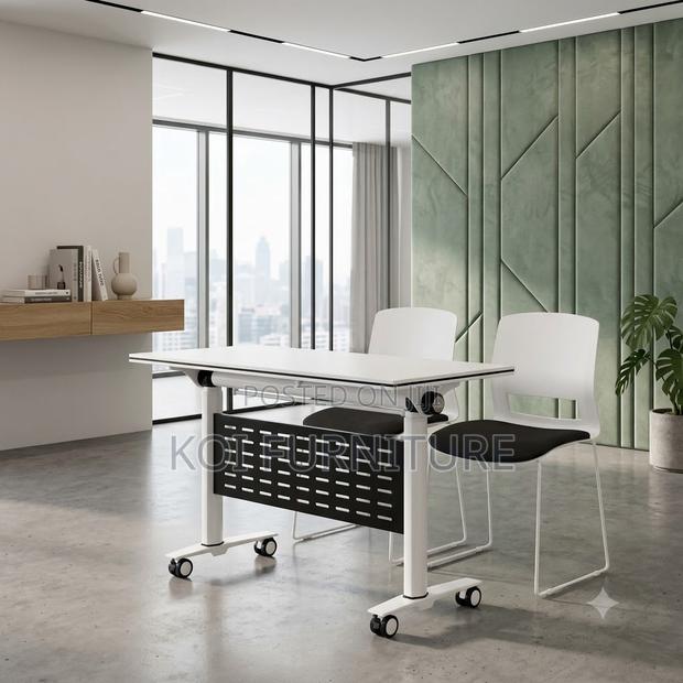 Office Desk; Foldable White Office Meeting Table - thumbnail 2