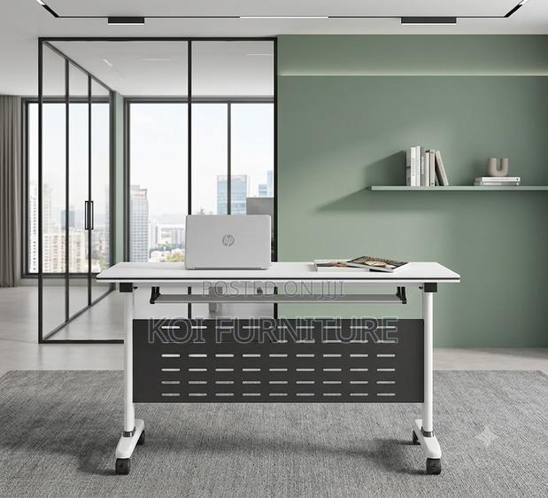 Office Desk; Foldable White Office Meeting Table - thumbnail 3