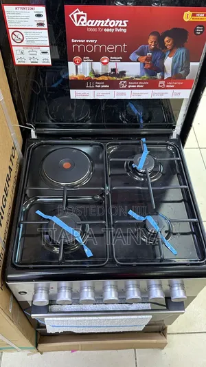 Ramtons Rc/306- 3g+1e 58x58 Silver Black Top Fs Cooker