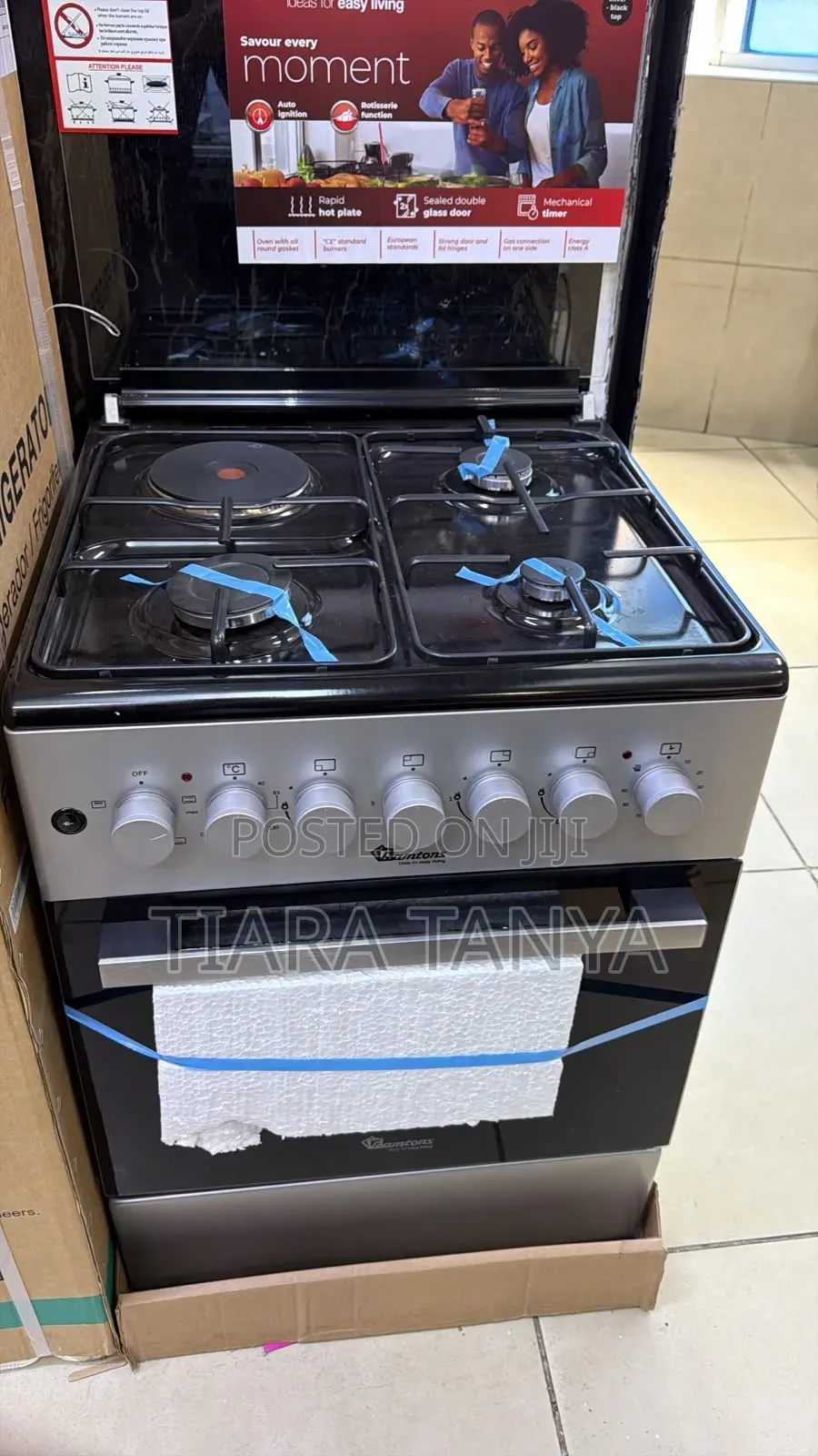 Ramtons Rc/306- 3g+1e 58x58 Silver Black Top Fs Cooker
