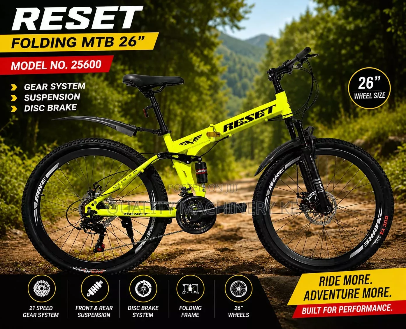 Easy to Use 26" Mountain Bike/Heavy Duty Bicycle Reset Folding