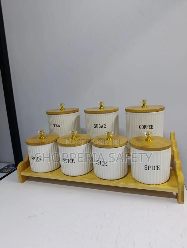 8pc Bamboo Fancy Canister
