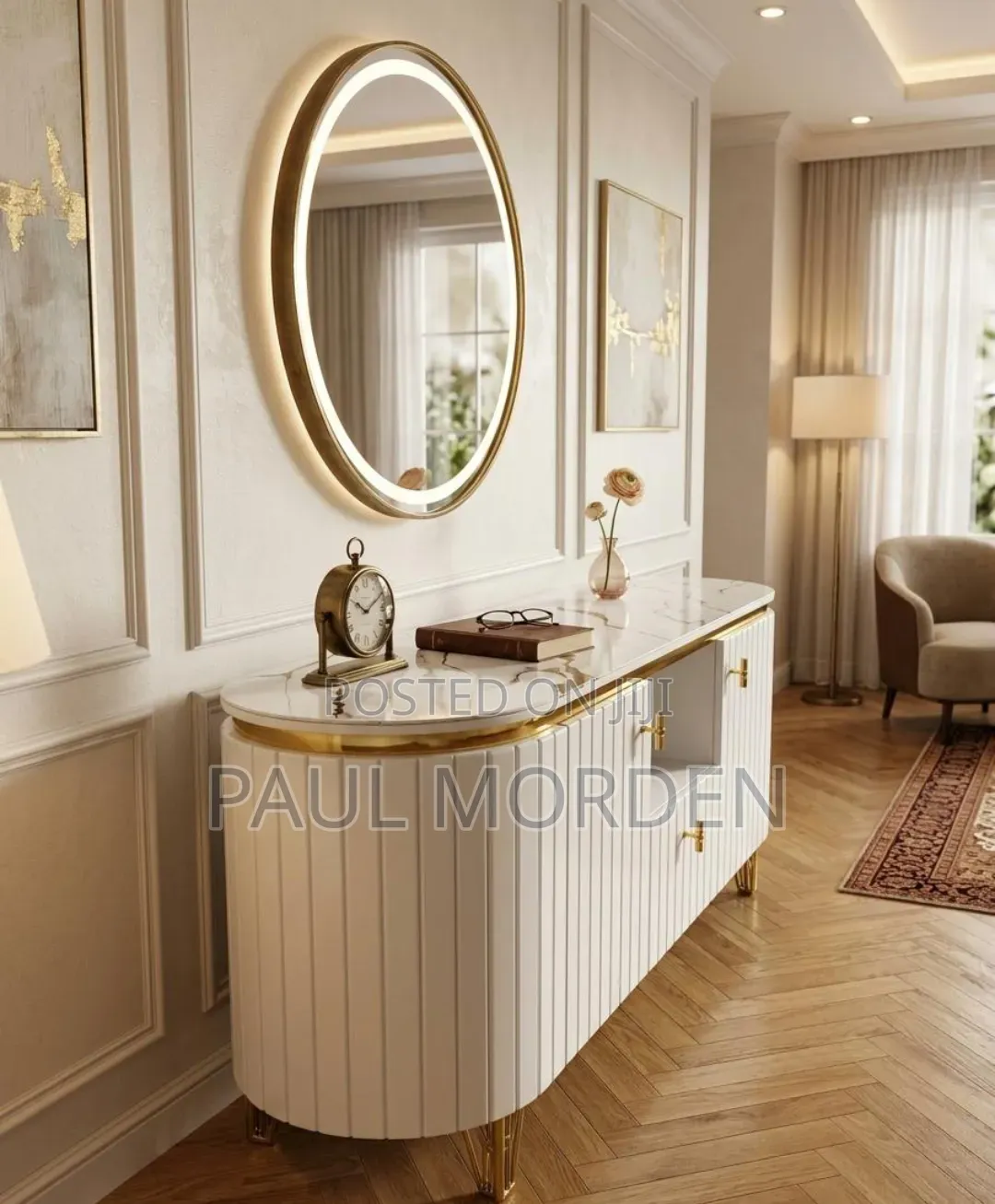 Gold Finishing Line +Marble Top Tv Stands Available
