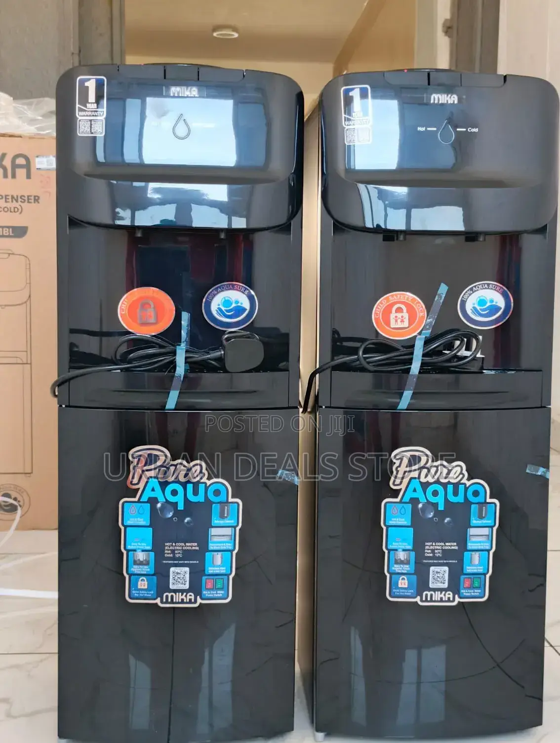 Black Mika Freestanding Hot Cold Water Dispenser