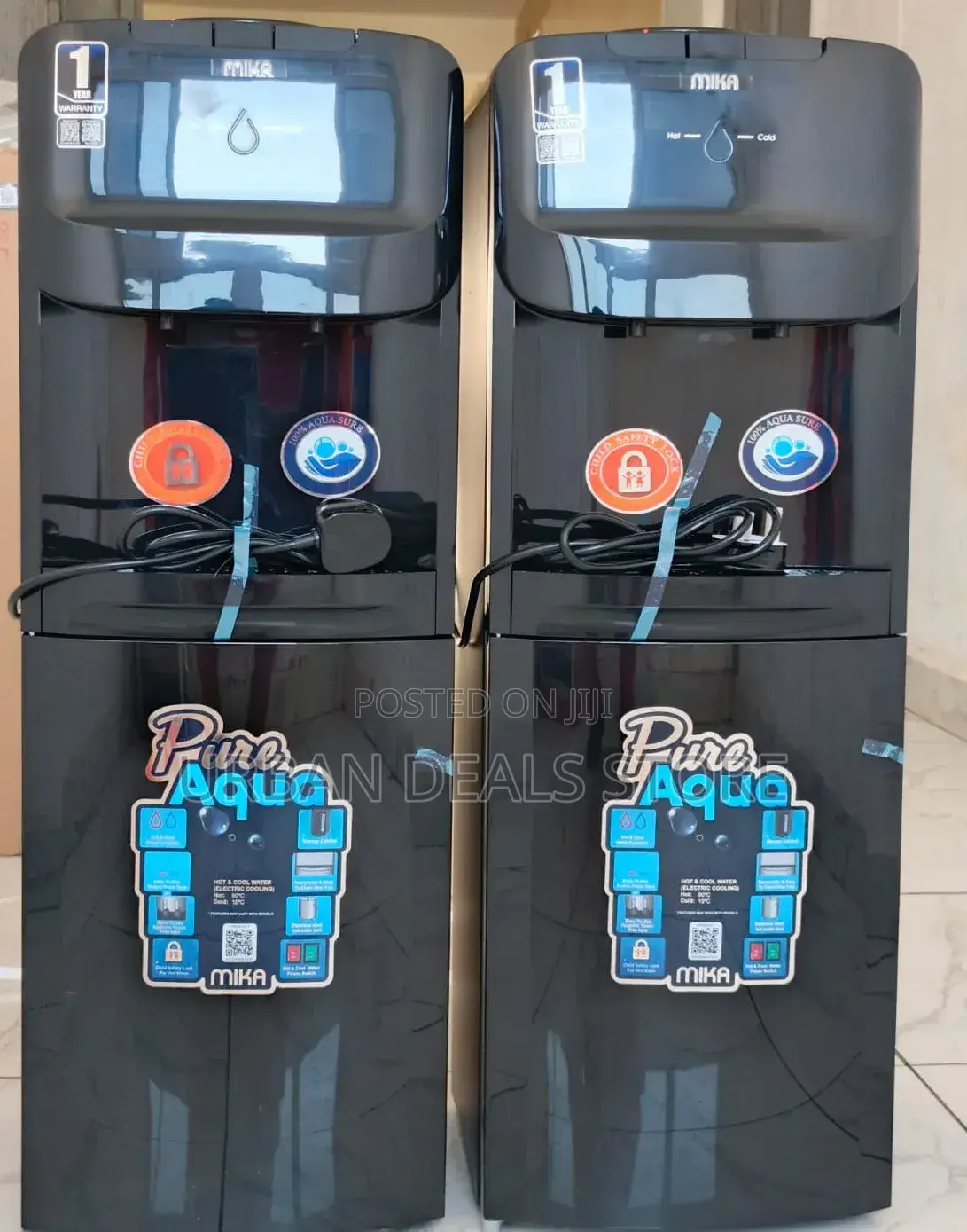Black Mika Freestanding Hot Cold Water Dispenser