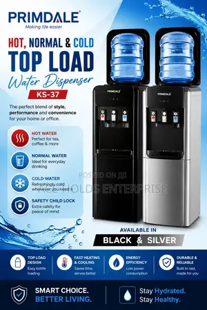 Primdale Hot, Normal, and Cold Top Load Water Dispenser (Ks-37)