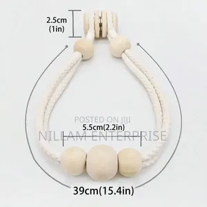 Magnetic Curtain Tie Backs With Wooden Beads 2pc
