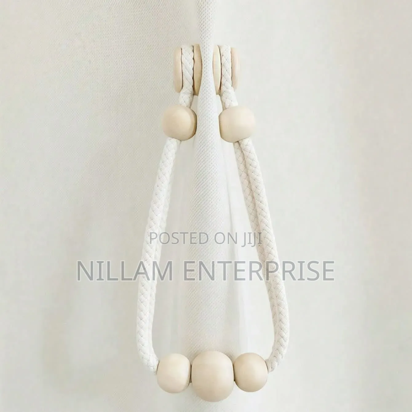 Magnetic Curtain Tie Backs With Wooden Beads 2pc