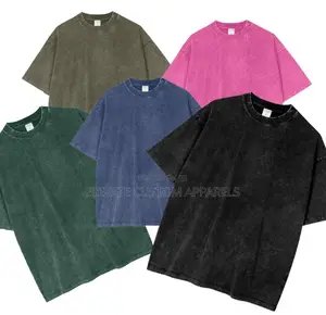 Acid Washed Casual Unisex Round Neck Short Sleeve T-Shirt