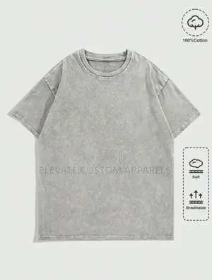 Acid Washed Casual Unisex Round Neck Short Sleeve T-Shirt