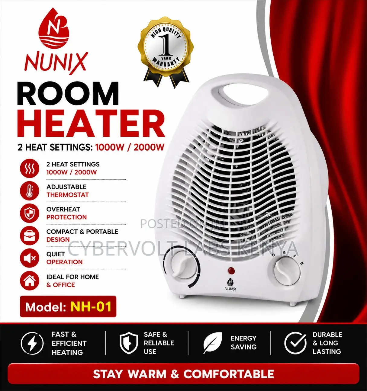 Nunix Room Heater Nh-01 – Portable Electric Fan Heater