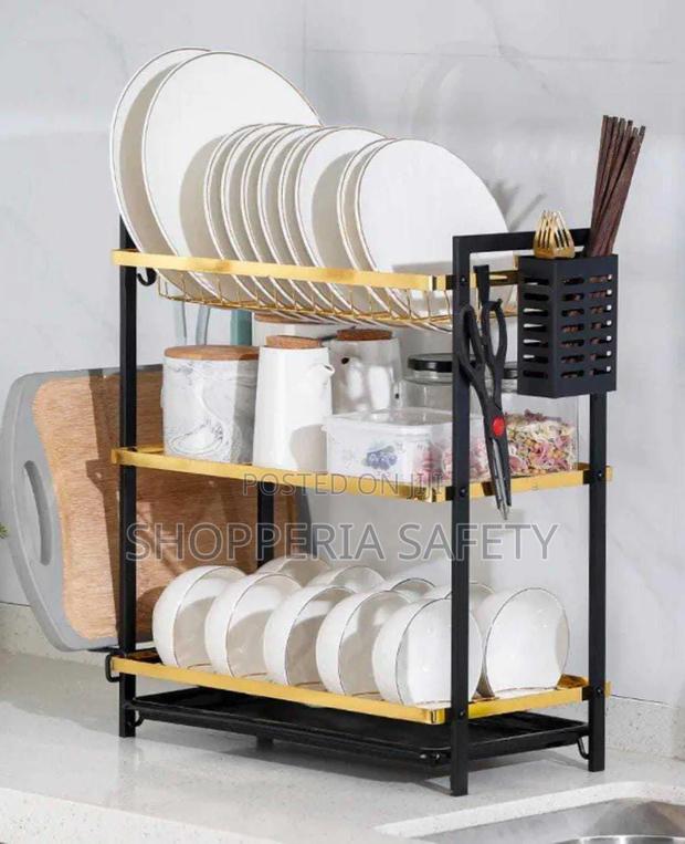 *3 Tier Gold Black Heavy Gauge Dishrack