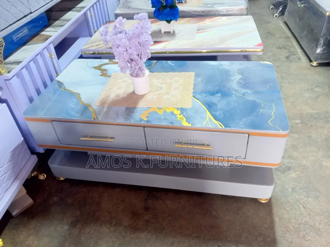 White/Blue Coffee Table