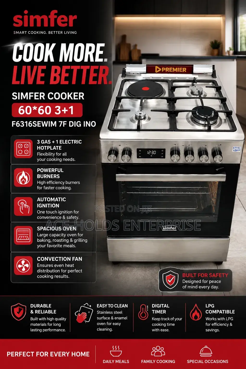 Von Simfer Cooker 60*60 3+1 F6316sewim 7f Dig Ino - (No Packaging)