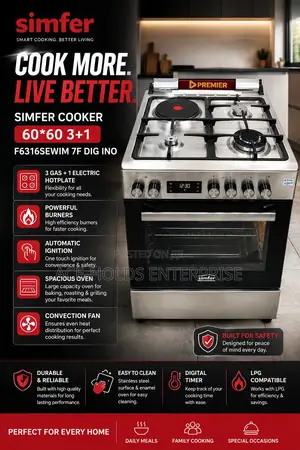 Von Simfer Cooker 60*60 3+1 F6316sewim 7f Dig Ino - (No Packaging)