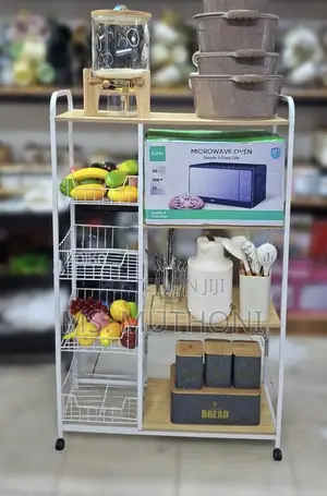 4-Tier Versatile Storage Rack Ft Metal Frame and Movable Wheels