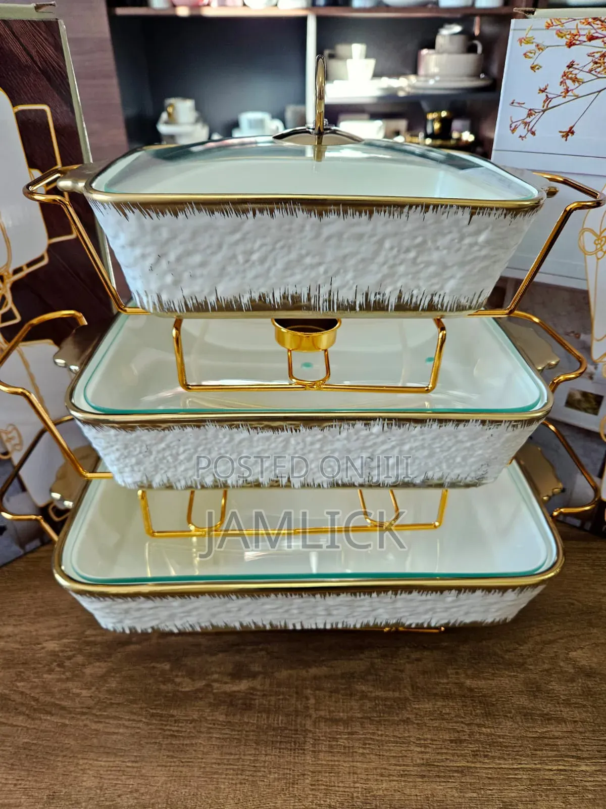 Gold Line 3-Piece Ceramic Chafing Dish Set – Jf