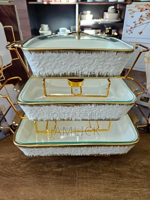 Gold Line 3-Piece Ceramic Chafing Dish Set – Jf
