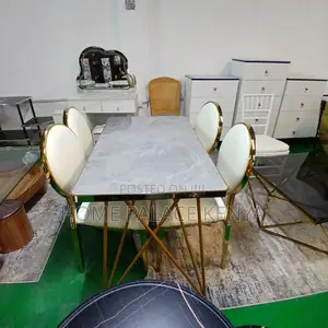 Dining Set: Luxury Marble 4 Seater Banquet Set