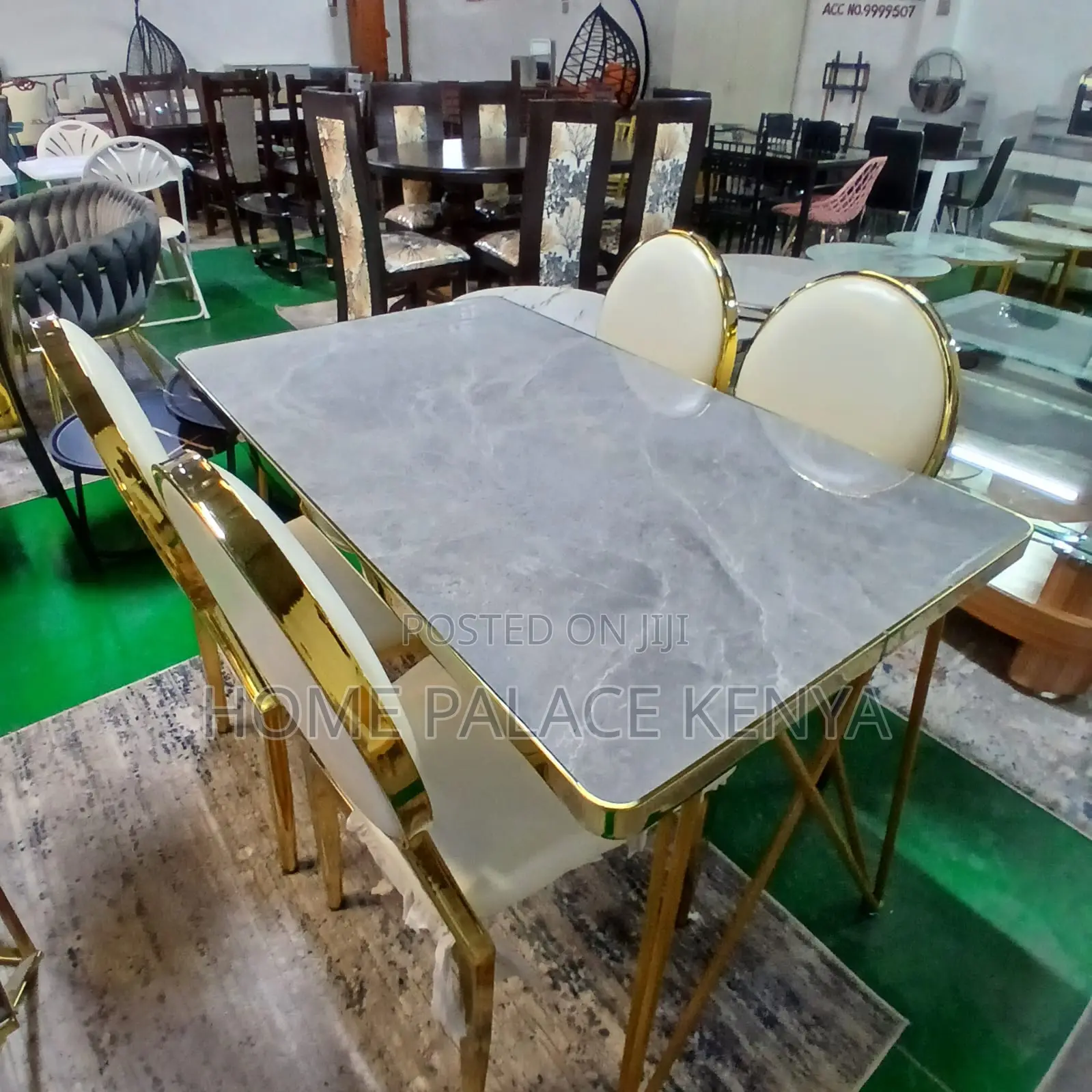 Dining Set: Luxury Marble 4 Seater Banquet Set