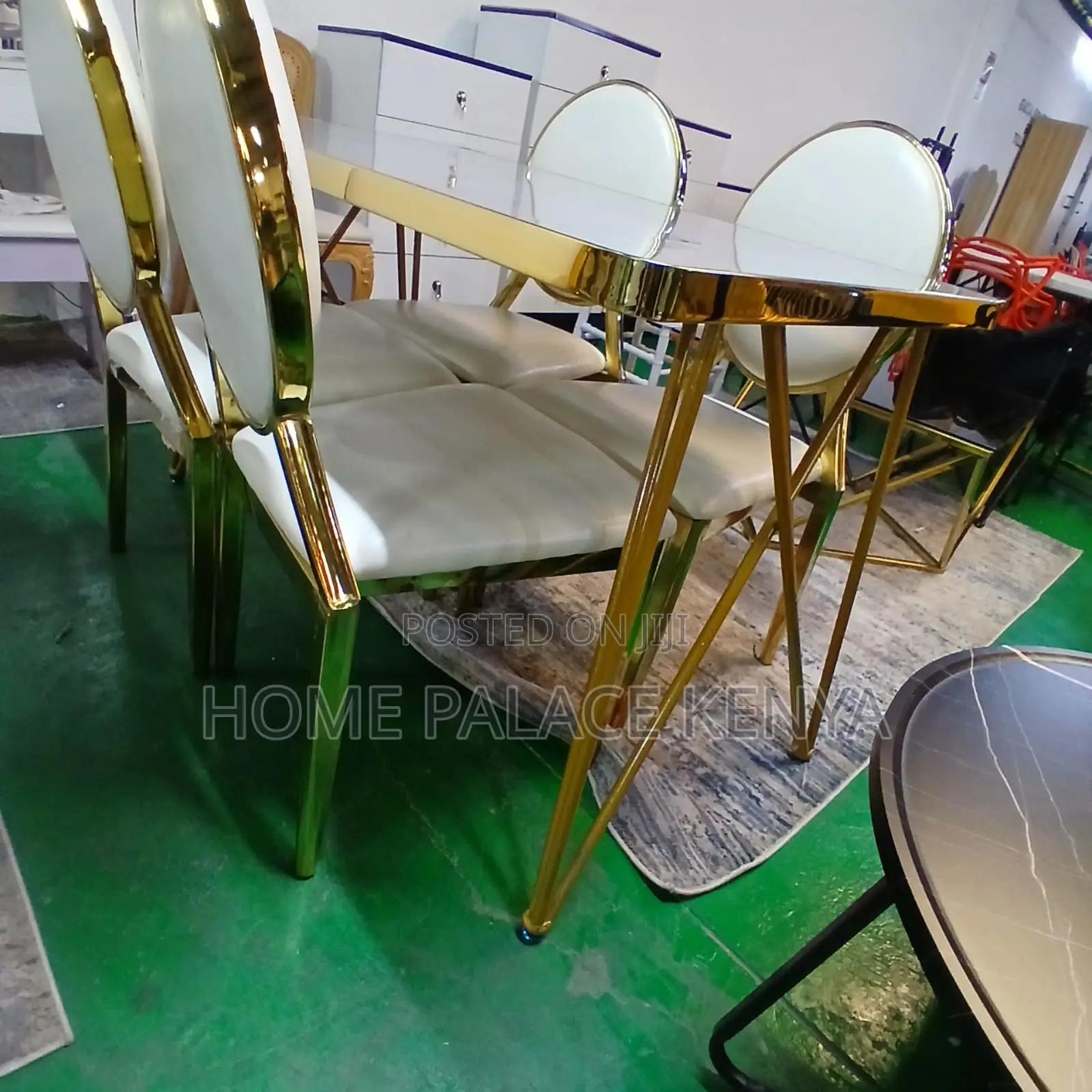 Dining Set: Luxury Marble 4 Seater Banquet Set