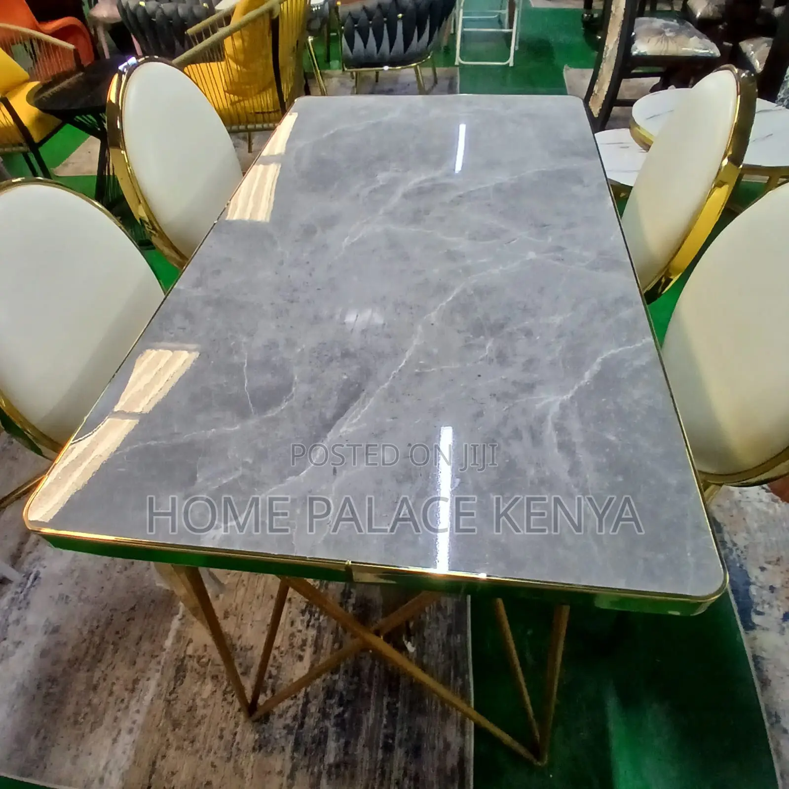 Dining Set: Luxury Marble 4 Seater Banquet Set