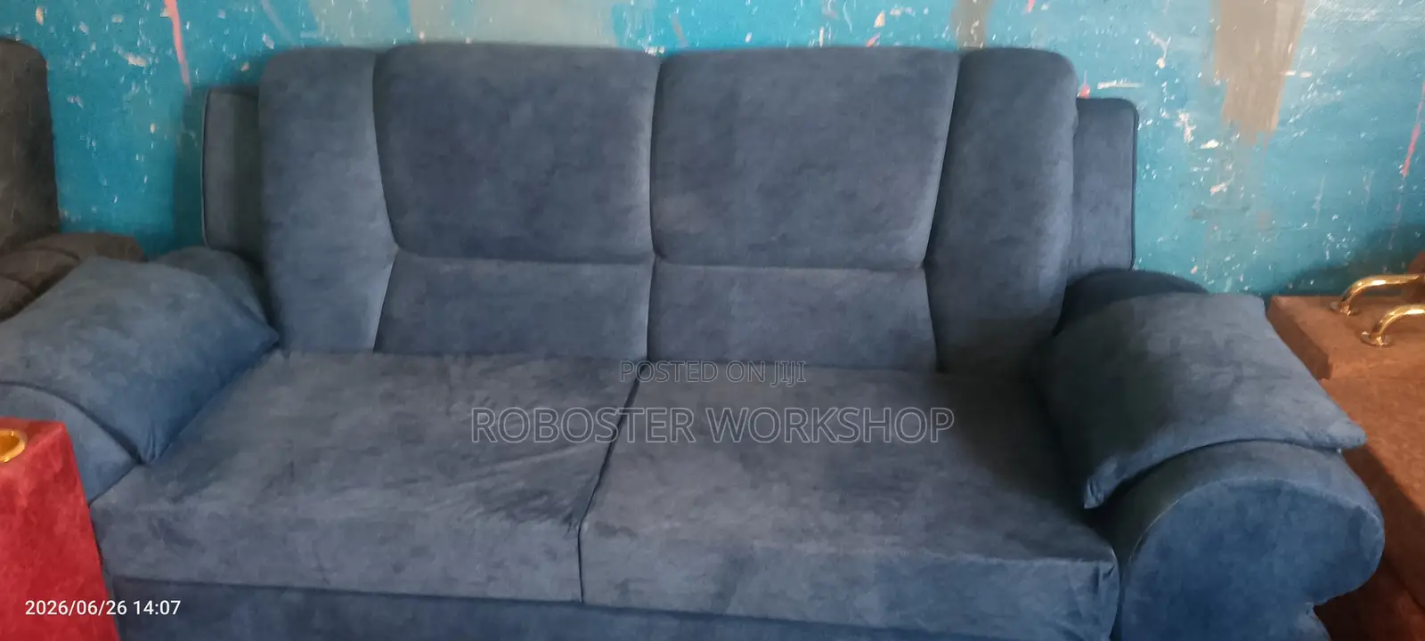 Blue Modern 3 Seater Sofa