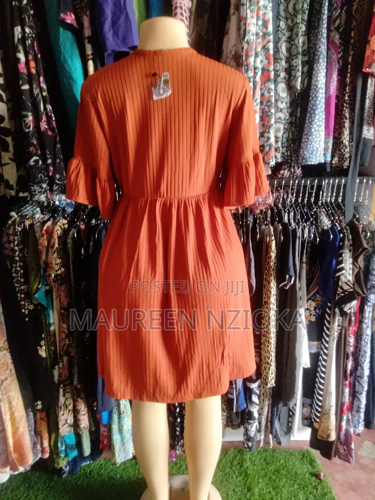 Boohoo Rust-Orange Ribbed Dress