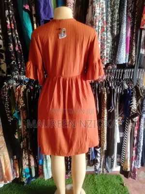 Boohoo Rust-Orange Ribbed Dress