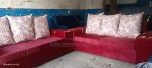 Maroon L-Shaped 6 Seater Sofa