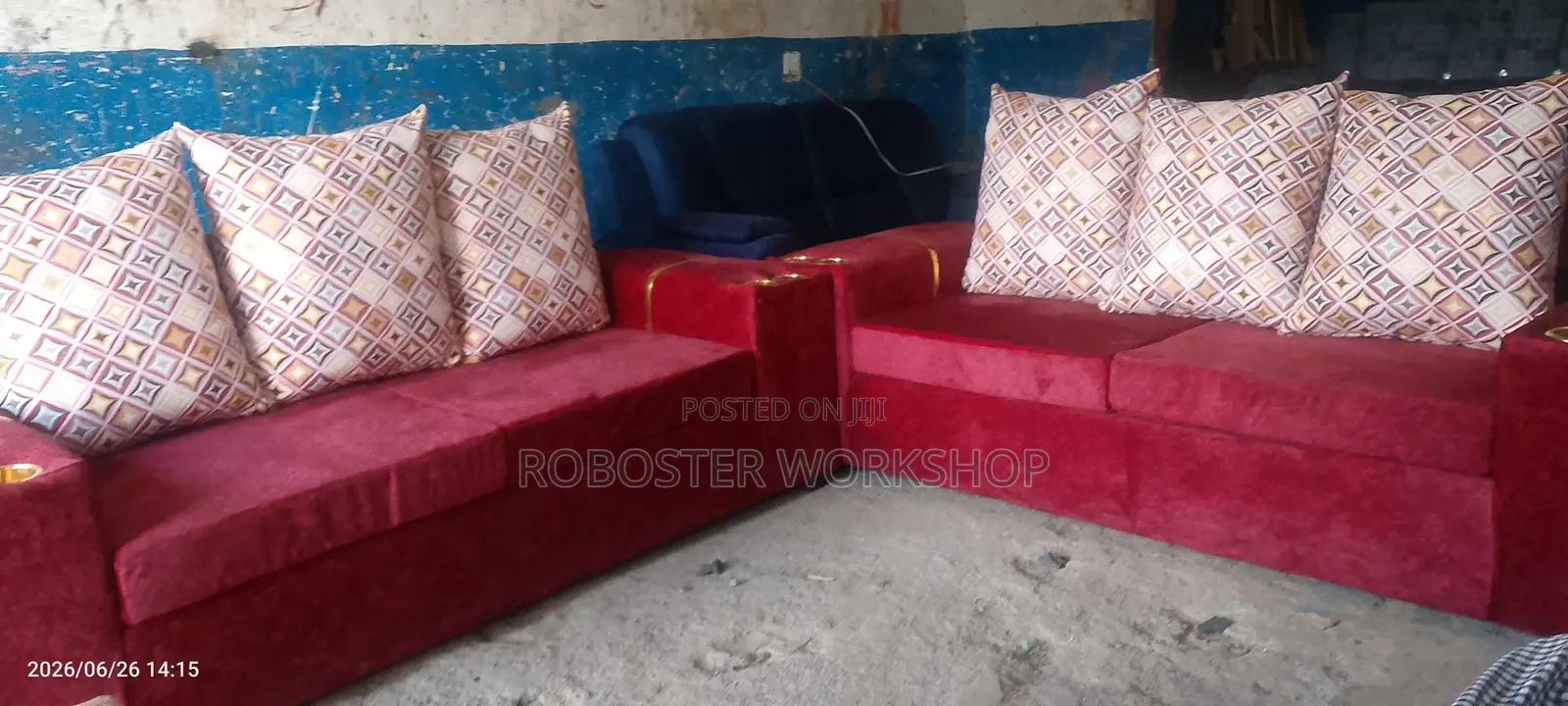 Maroon L-Shaped 6 Seater Sofa